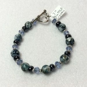 FINAL SALE PRICE Mother of Pearl, Hematite & Crystal Bracelet